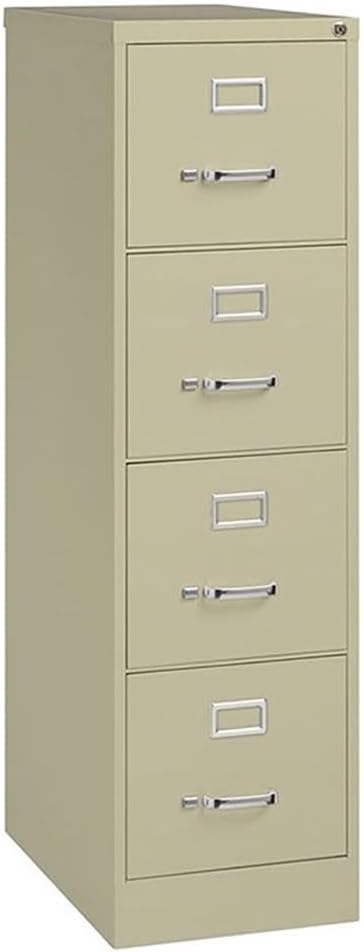 Pemberly Row 4 Drawers 52" Vertical Beige Metal Filing Cabinet Lockable Pre-Assembled Stationary Letter Size for Home, Office