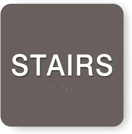 ADA STAIRS braille sign, 6” x 6”, ADA Compliant STAIRS Sign for Building or Business, Many Colors Choices, Made in USA! (Charcoal Grey)