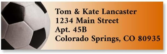Soccer Small Return Address Labels - Set of 240 2" x 5/8" Self-Adhesive, Flat-Sheet Labels