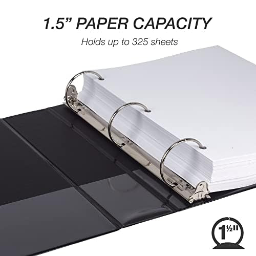 Samsill 1.5 Inch 3 Ring Binders, Made in USA, Economy Round Ring, Clear View Cover, 325 Sheet Capacity - for School, Home, Office - Black, 12 Pack