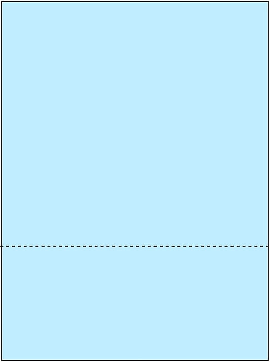 Limited Papers (TM) 8.5x11 Perforated Paper, 20/50 Pound, 75 GSM, Variety of Perforation Sizes and Colors, for Forms, Tickets, Postcards, Business Cards. (Blue, 2 up – 3.5” from bottom)