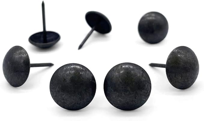 Let's Decorate 100PCS D16mm/0.63" Antique Black Upholstery Tacks, Passed Salt Spray Test for Outdoor Use, Garden Metal Thumb Tacks, Home DIY Decorative Nail Heads Nails (100, 16mm Antique Black)