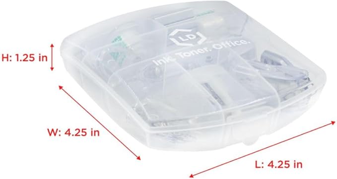 LD Products Clear Mini Office Supply Kit Portable Case with Scissors, Paper Clips, Tape Dispenser, Pencil Sharpener, Stapler & Staple Remover