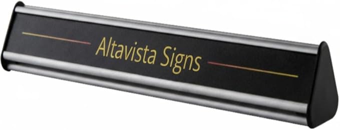 NAME PLATE HOLDER TABLE DESK STAND SIGN FRAME DISPLAY CURVATURE DESIGN SILVER ALUMINUM (30 mm H x 150 mm W)