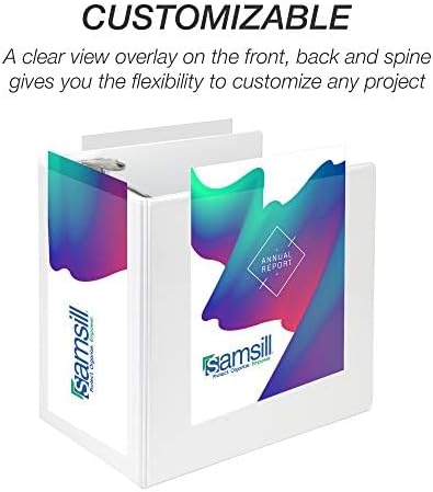 Samsill Durable 6 inch 3 Ring Binder, Made in USA, Locking D Ring FSC 100% Recycled Chipboard, White, 2 Pack