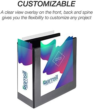 Samsill Durable 5 inch 3 Ring Binder, Made in USA, Locking D Ring FSC 100% Recycled Chipboard, Black, 2 Pack