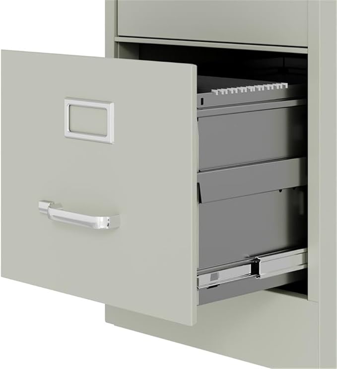 Scranton & Co 4-Drawer 22" Deep Letter Filing Cabinet in Black, Office Commercial Grade, Fully Assembled, Light Gray