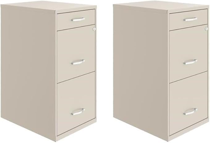 Scranton & Co Set of 2 18" D 3-Drawer Metal Filing Cabinet with Pencil Drawer