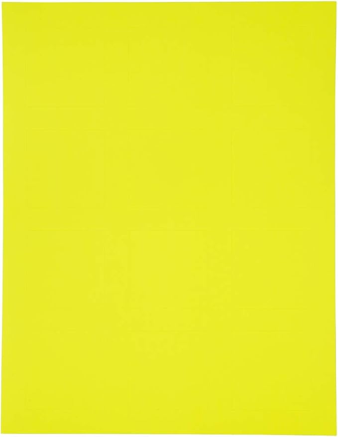 JAM PAPER Product & Container Labels - Square - 2 x 2 - Neon Yellow - 120/Pack
