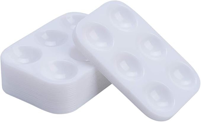 30 PCS White Plastic Paint Palettes 6 Well Rectangular Watercolor Palette Painting Tray for Painting Party, DIY Craft and Art Painting