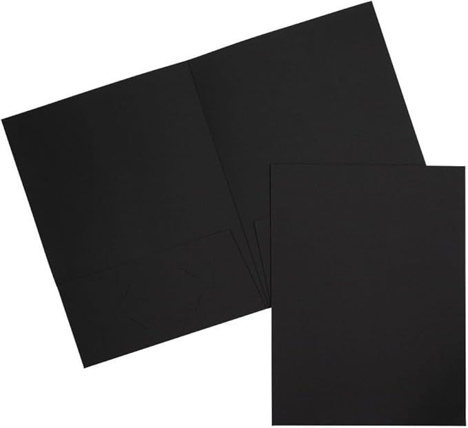 LUXPaper 9" x 12" Presentation Folders | Two Pocket | Black Linen | 100lb. Cover | 10 Qty