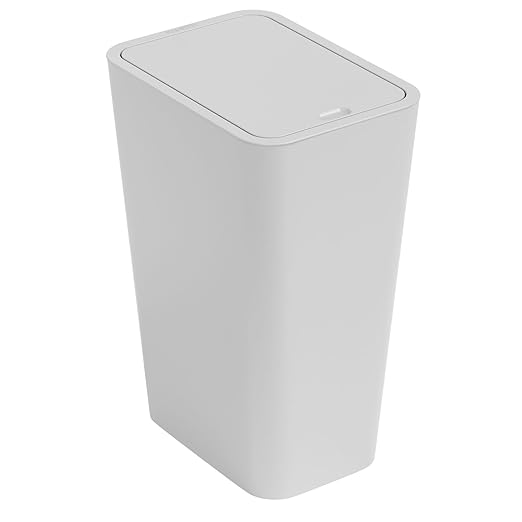 12L Covered Bathroom Trash Can,Office Trash Cans for Near Desk,Slim Bedroom Cute Small Trash Can,3.17 Gallon Plastic Pet/Dog Proof Bathroom Garbage Can,Thin Waste Basket for Room,Kitchen Trashcan,Gray