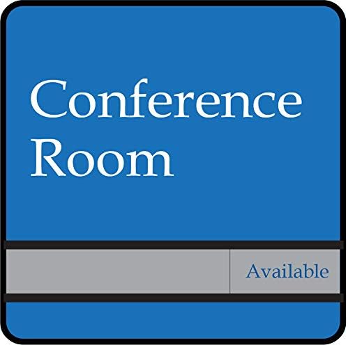 NapTags Conference Room Slider Signs (Sapphire Blue - Black Frame, 6" x 6")