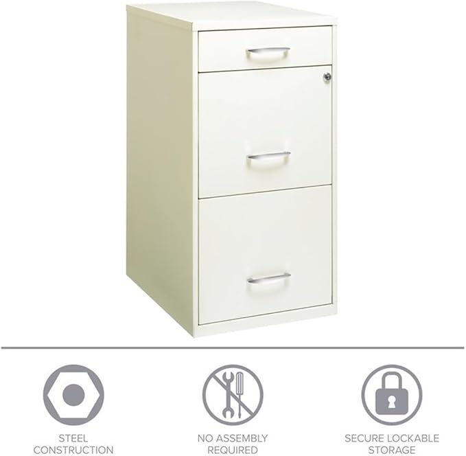 Scranton & Co Set of 2 18" D 3-Drawer Metal Filing Cabinet with Pencil Drawer