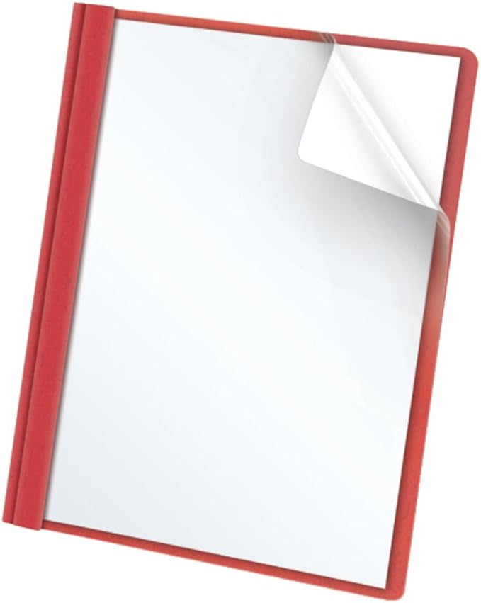 Oxford Clear Front Report Covers, Red, Letter Size, 25 per box (55811EE)