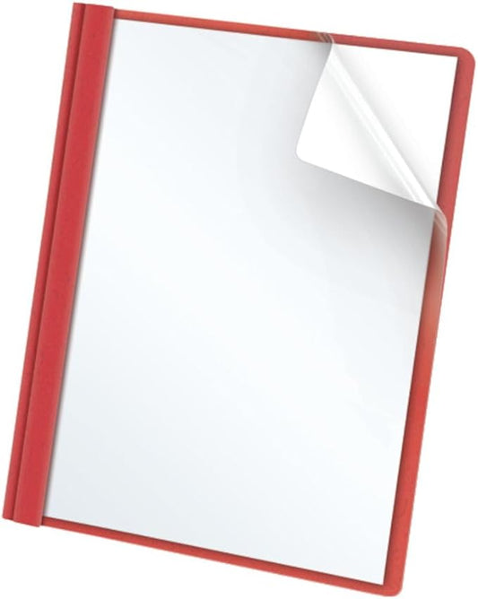 Oxford Clear Front Report Covers, Red, Letter Size, 25 per box (55811EE)