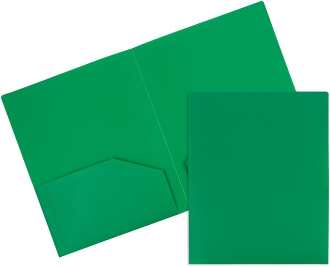 JAM PAPER Heavy Duty Plastic 2 Pocket Extra Tough School Folders - Assorted Primary Colors - Bulk 144 Folders/Box (24 Assorted Packs of 6)