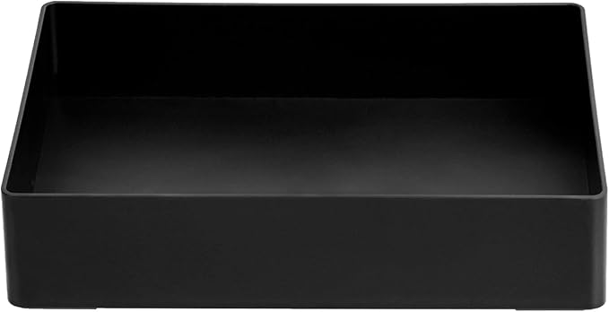 Amazon Basics Rectangular Plastic Desk Organizer with Storage Trays, Accessory Tray, 9.4 x 6.7 x 2 inch, Black, 1 Pack