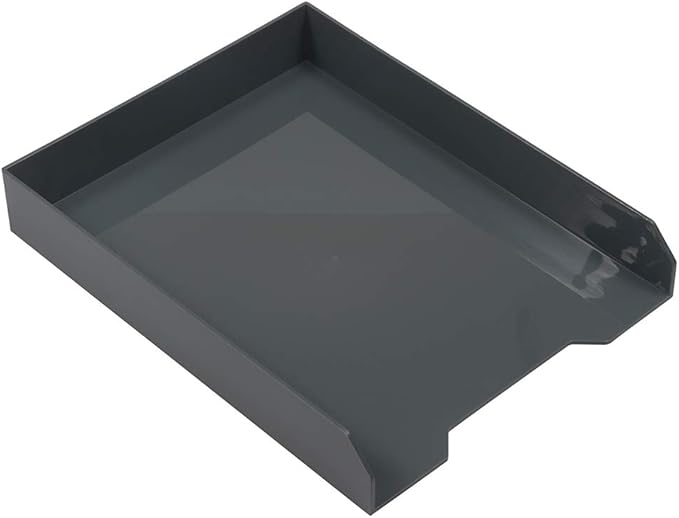 JAM PAPER Stackable Paper Trays - Grey - Desktop Document, Letter, & File Organizer Tray - 2/Pack