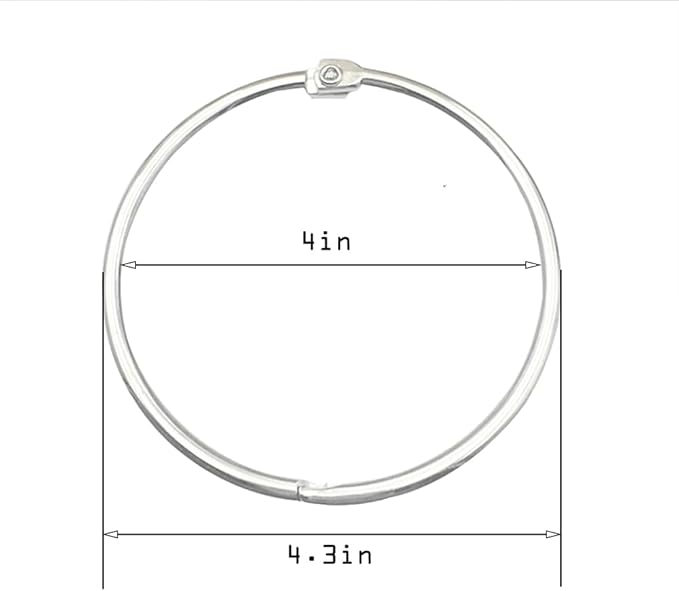 4 Inch Binder Rings Large Book Ring Metal Clips for Index Cards 10 Pack