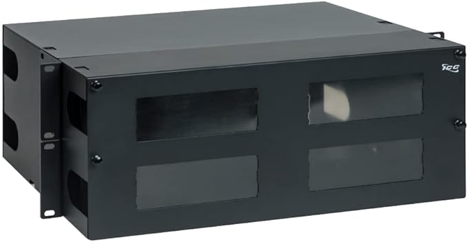 ICC 4U Fiber Optic Rack Mount Enclosure - 12 Slots for LGX Compatible Adapter Panels or Cassettes, Supports up to 288 Fibers, Fits 19-Inch Racks, Secure Fiber Management Solution, ICFORET4RM