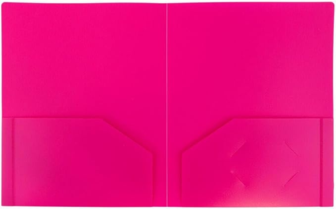 JAM PAPER Heavy Duty Plastic 2 Pocket Extra Tough School Folders - Fuchsia Hot Pink - Bulk 144/Box