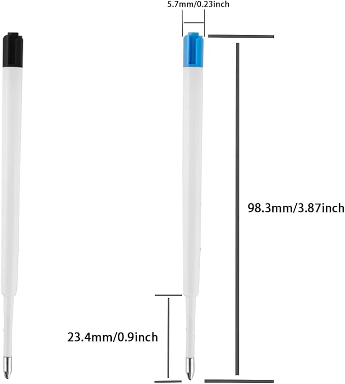 YOUMI 3.9inch 10 Pcs Black Ink Refills, Ink Tip 1.0 mm (Black Refills)