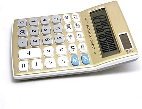 Meichoon Desktop Calculator Standard Function Solar Battery Dual Power with 12 Digit Large LCD Display Basic Calculating Machine for Office/Home Elegant Design KA05
