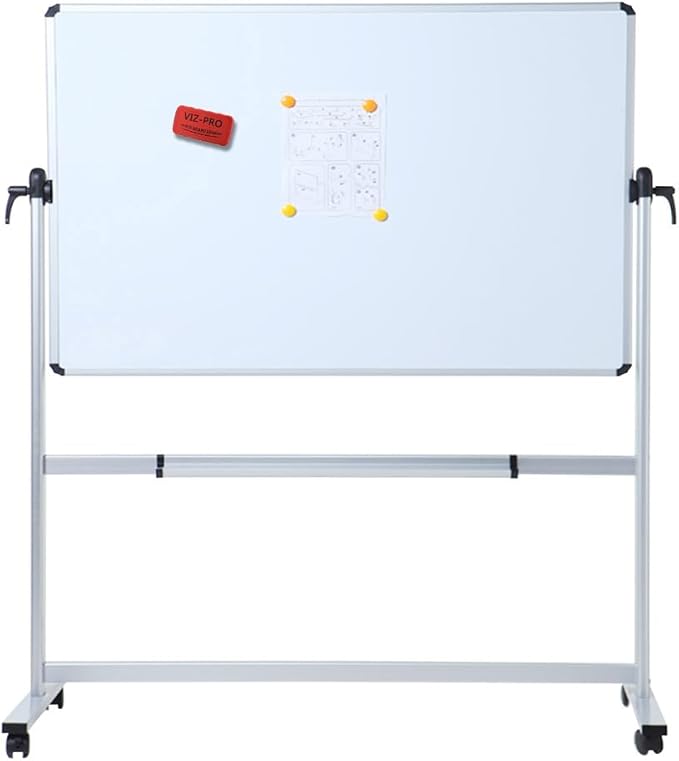 VIZ-PRO Double-Sided Magnetic Mobile Whiteboard, 96 x 48 Inches, Rolling Dry Erase Board Easel Stand on Wheels with Aluminium Frame for School Office Home 8' x 4'