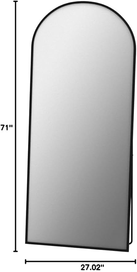 Antok Full Length Mirror, 71"x28" Arched Floor Mirror, Glassless Mirror Full Length with Stand, Floor Mirrors Freestanding, Wall Mounted Mirrors for Living Room, Black