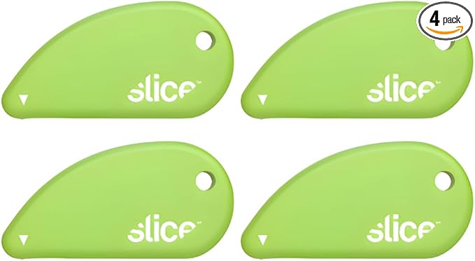 Slice Micro Safety Cutter | Safe Ceramic Box Cutter Lasting 11x Longer than Metal | Keychain Box Opener | 4 Pack