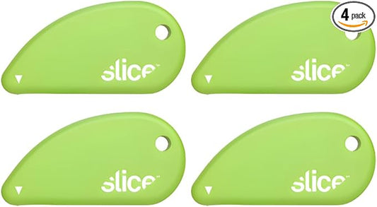 Slice Micro Safety Cutter | Safe Ceramic Box Cutter Lasting 11x Longer than Metal | Keychain Box Opener | 4 Pack