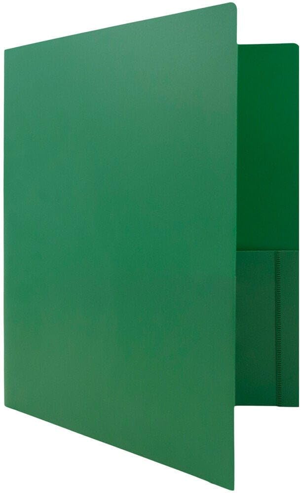 JAM PAPER Heavy Duty Plastic 2 Pocket Extra Tough School Folders - Green - Bulk 48/Pack