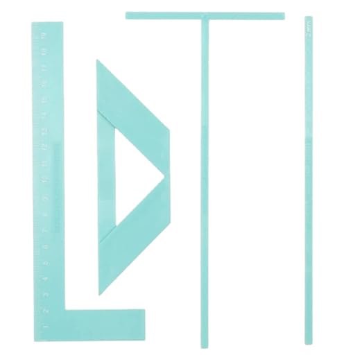 Craftelier - Complete Bookbinding Ruler Kit - Includes L Ruler + T Ruler + Spacing Guide + Corner Cutting Square + Case + Instruction Manual - Turquoise Color