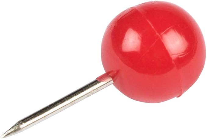 JAM PAPER Colorful Push Pins - Round Head Map Thumb Tacks - Red Pushpins - 100/Pack