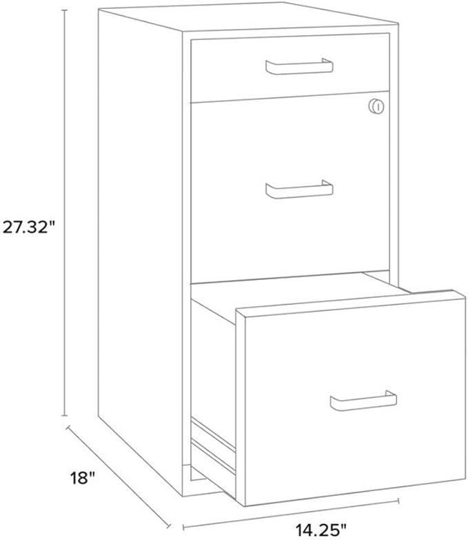 Scranton & Co 18" 3-Drawer Metal Filing Cabinet with Pencil Drawer in Off White