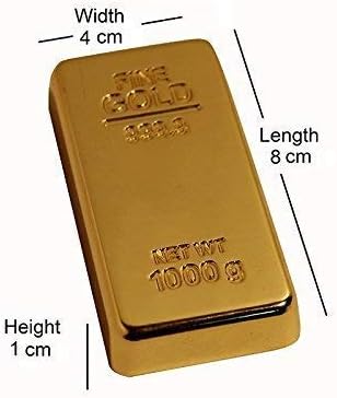 Pack of 1 Fake Gold Bar Paperweights for Office Desk – Luxury Gift for Men & Women, Stylish Birthday & Anniversary Present, Elegant Jewelry Shop Decor (3.15" x 1.57" x 0.39")