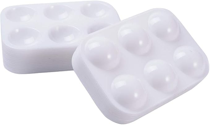 30 PCS White Plastic Paint Palettes 6 Well Rectangular Watercolor Palette Painting Tray for Painting Party, DIY Craft and Art Painting