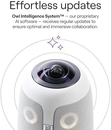 Owl Labs Meeting Owl 3 - 360° 1080p HD Conference Room Camera, AI-Driven Speaker-Tracking, 18-Foot Mic Pickup - Certified for Microsoft Teams - Works with Zoom, Google Meet - Plug & Play Setup