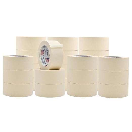 WOD MT5 Utility Grade Masking Tape, 2 inch x 60 yds. (Pack of 24) for Home or Office air-Dry Painting, Labeling, & Packing. Leaves no Residue