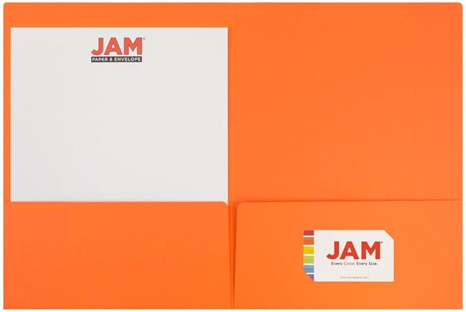LUXPaper 9" x 12" Presentation Folders | Two Pocket | Mandarin Orange | 100lb. Cover | 10 Qty