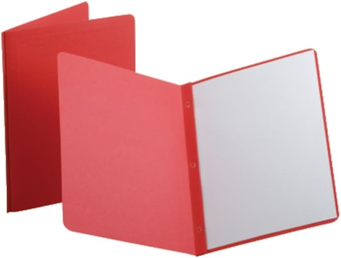 Oxford Title Panel and Border Front Report Covers, Red, Letter Size, 25 per Box, (52511)