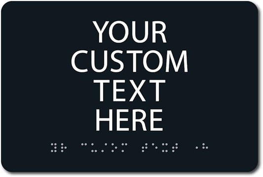 ALPHA DOG ADA SIGNS Custom ADA Compliant Braille Sign, 6"x9" Room Identification Plaque, Tactile Text, Raised Letters, Personalized 4-Line, Indoor/Outdoor, USA-Made (Black)