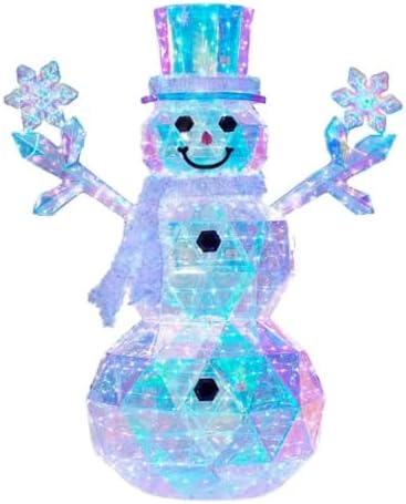 6 Pre-Lit Prismatic Snowman with Colorful Lights for Indoor Outdoor Christmas Holiday Home Decoration
