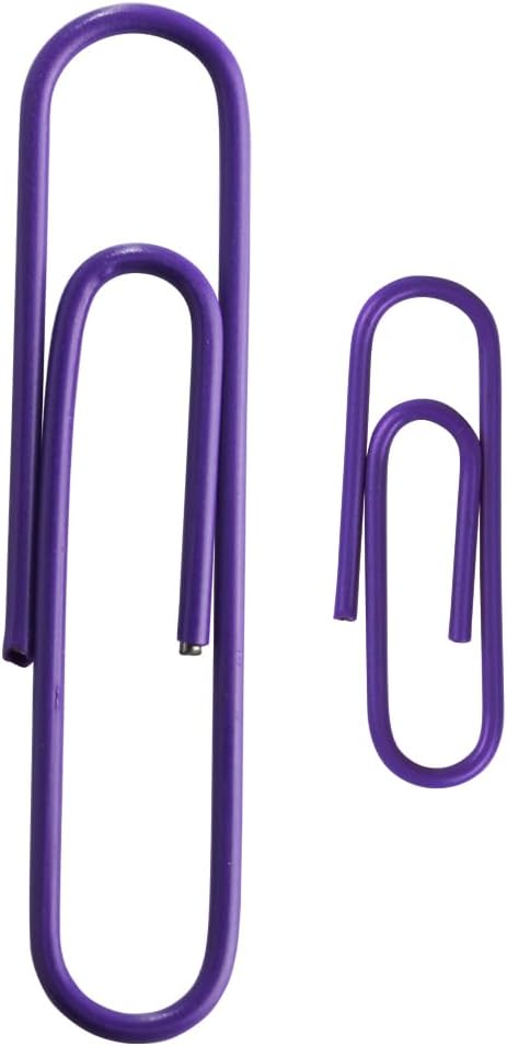 JAM PAPER Combo Pack Colorful Paper Clips - Standard & Jumbo - Purple Paperclips - 1 Pack of 100 & 1 Pack of 75