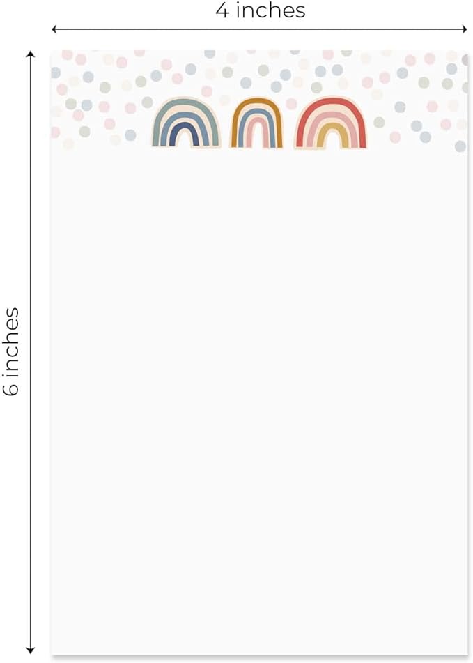 Modern Rainbow Sticky Note Pads / 4" x 6" Repositionable Trendy Boho Rainbow Sticky Notes / 50 Sheets Per Pad/Set of 5 Designs/Made in USA
