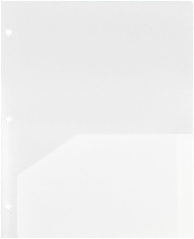 JAM PAPER Heavy Duty Plastic 3 Hole Punch Pocket Folders - Extra Tough School Folders - Clear - Bulk 48/Pack