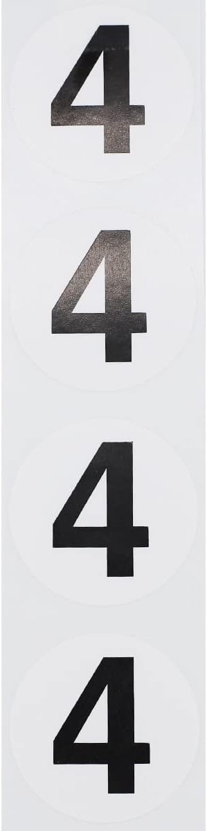 Black Number 4 Circle Stickers, 1.5 Inches Round, 500 Labels on a Roll for Inventory, Bins, Retail, Warehouse, and Classroom Organization, Made in The USA