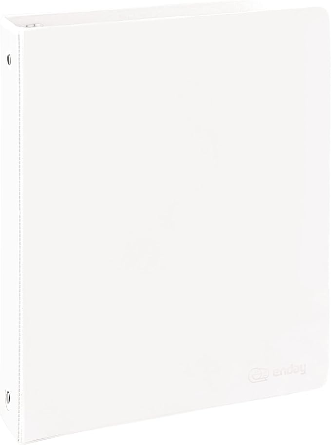3 Ring Binder 1.5 Inch White, 1 ½ inch Binder Clear View Cover with 2 Inside Pockets, Colored School Supplies Office and Home – by Enday