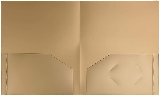 JAM PAPER Heavy Duty Plastic 2 Pocket Extra Tough School Folders - Gold - 6/Pack
